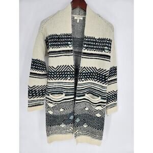 Maurices Cream Aztek Southwestern Duster Open Front Cardigan Women's S